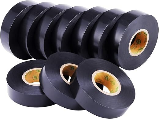 Lichamp Black Electrical Tape, 10-Pack, Waterproof