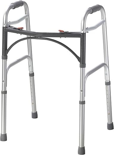 Drive Medical Deluxe 2-Button Folding Walker, Silver