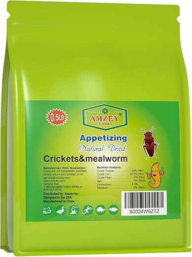 Amzey Appetizing Mealworms Dried Crickets Food (8oz) Non-GMO