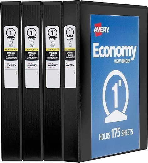 AVERY Economy View 3 Ring Binders, 1″ (05710)