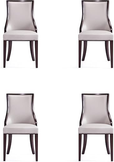 Manhattan Comfort Faux Leather Dining Chairs, Wingback Seat, Light Grey