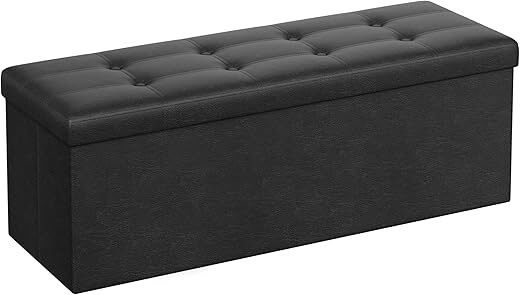 SONGMICS Folding Storage Ottoman Bench, Black ULSF701