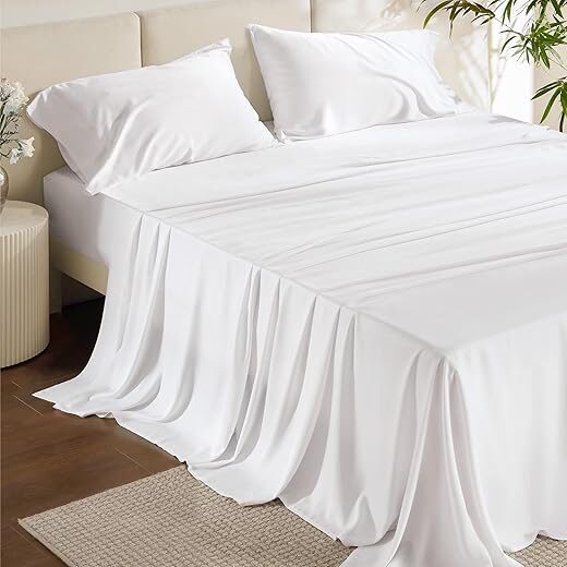 Bedsure King Cooling Bamboo Sheet Set, Deep Pocket