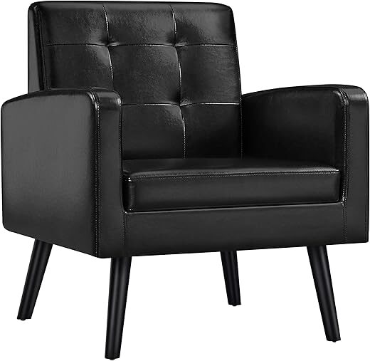 Yaheetech Mid-Century PU Leather Accent Chair