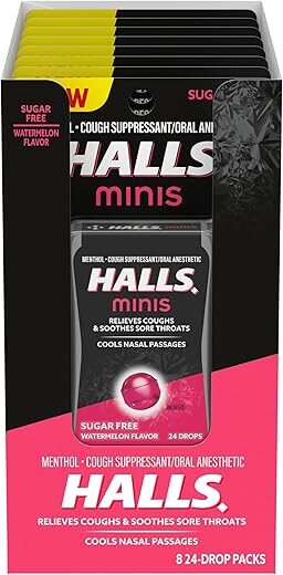 Halls Minis Watermelon Flavor Sugar Free Cough Drops