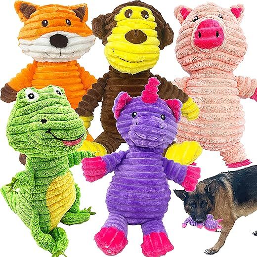 Jalousie Plush Toys Assortment Value Bundle Mutt Squeak Toy