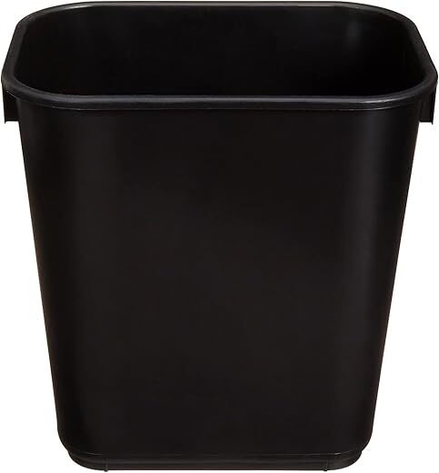 Amazon Basics Rectangular Office Wastebasket, 3 Gallon, Black
