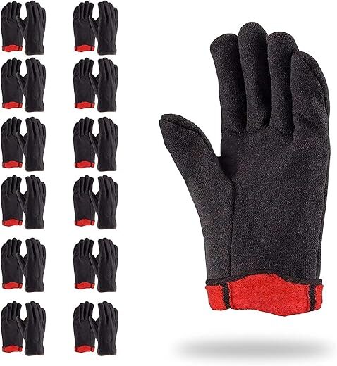 ABC PACK & SUPPLY Red Fleece Lined Brown Jersey Gloves