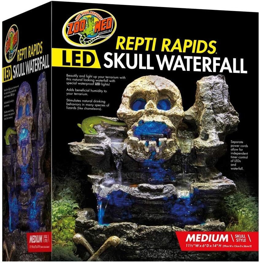 Zoo Med Repti Rapids LED Skull Waterfall