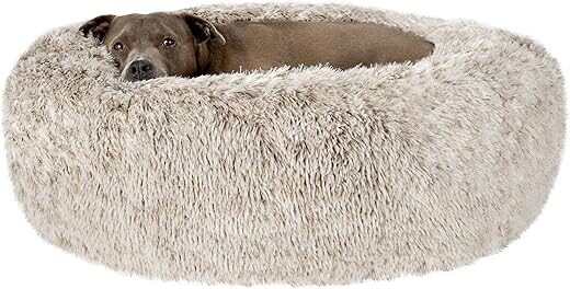 Furhaven Round Calming Donut Dog Bed, Shaggy Plush