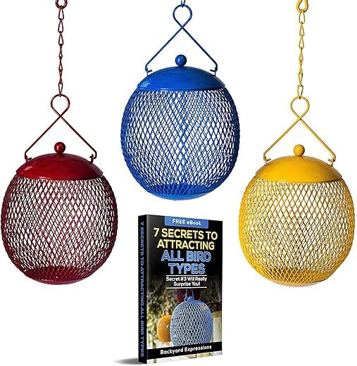BACKYARD EXPRESSIONS PATIO HOME GARDEN Set Of 3 Squirrel Proof Bird Feeders