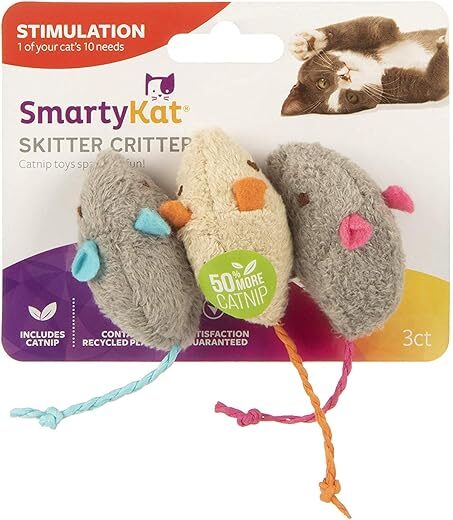 SmartyKat Skitter Critters Catnip Mice, 3/pkg