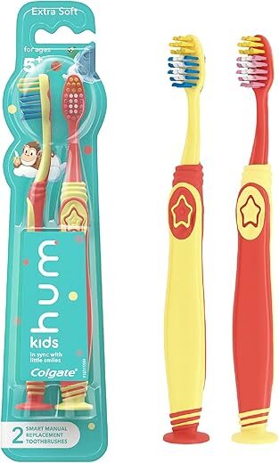 Colgate Smart Manual Toothbrush Replacement Pack, Yellow & Coral