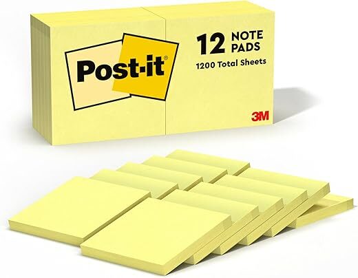 Post-it Sticky Note Pads, 3×3 Inches, Canary Yellow