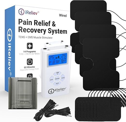 iReliev TENS + EMS Muscle Stimulator For Pain Relief