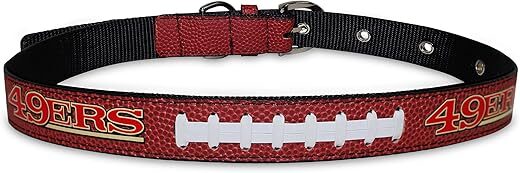 Pets First Tough Leather NFL 49ERS Dog Collar