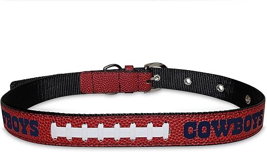 Pets First Tough Leather NFL Dallas Cowboys Dog Collar, Large