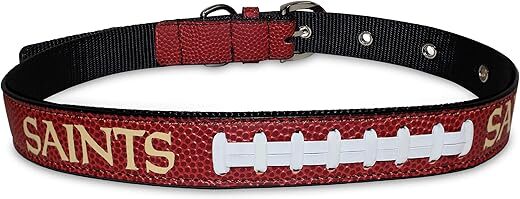 Pets First Tough Leather NFL Dog Collar, Large