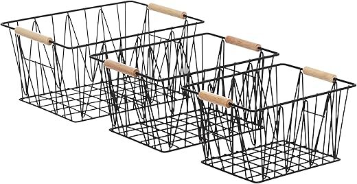 Amazon Basics Wire Storage Baskets, Set Of 3